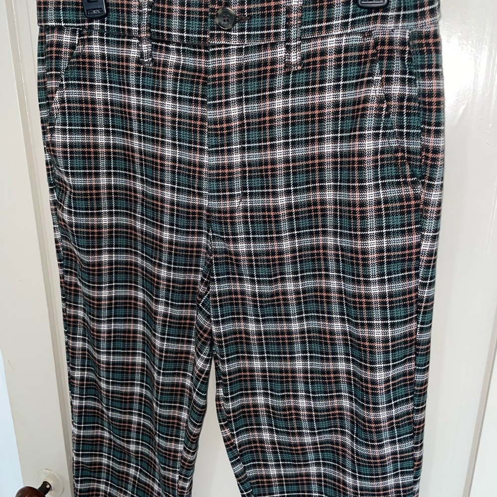 American Eagle Outfitters Plaid Green Straight Leg Pant Trousers Academia Cute - Picture 11 of 12